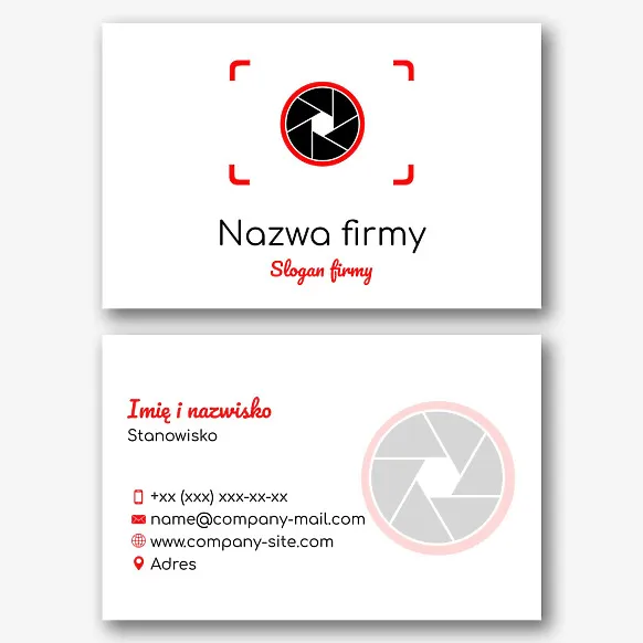 Szablon wizytówki fotografa