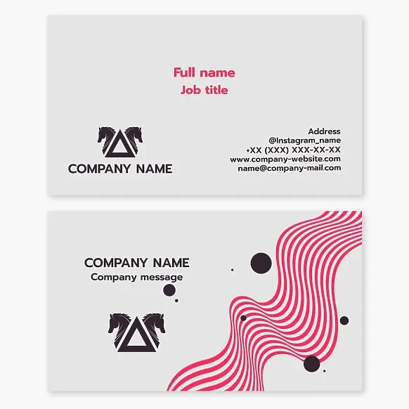 Business card template "Chess Knight, Triangle". Stud farm, horse riding, hippotherapy.