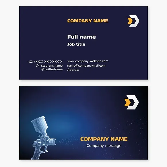 Business card template Painting of parts and units, application of coatings