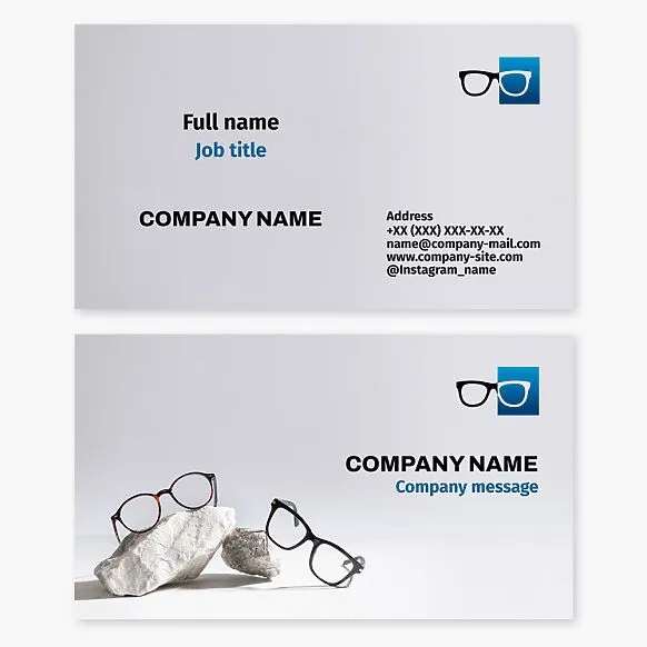 Business card template. Glasses. Optometrist, ophthalmologist. Glasses store.