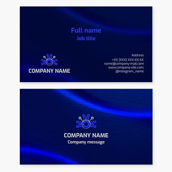 Abstract Tech Logo | Letter O, Electronic Circuit | Microelectronics Company | Devices, Gadgets | Blue Business Card Template