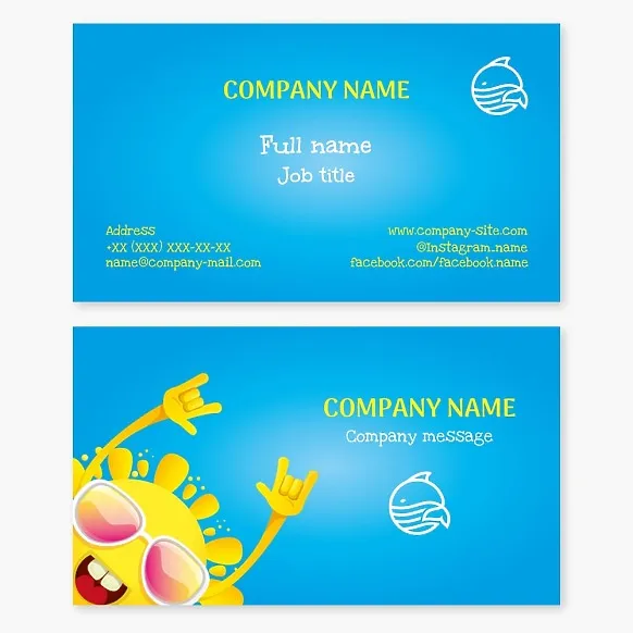 Business card template. Children's water park. Letter O.