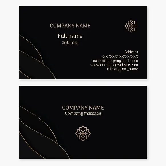 A business card template in a dark, mysterious style. Abstract. Floral pattern.