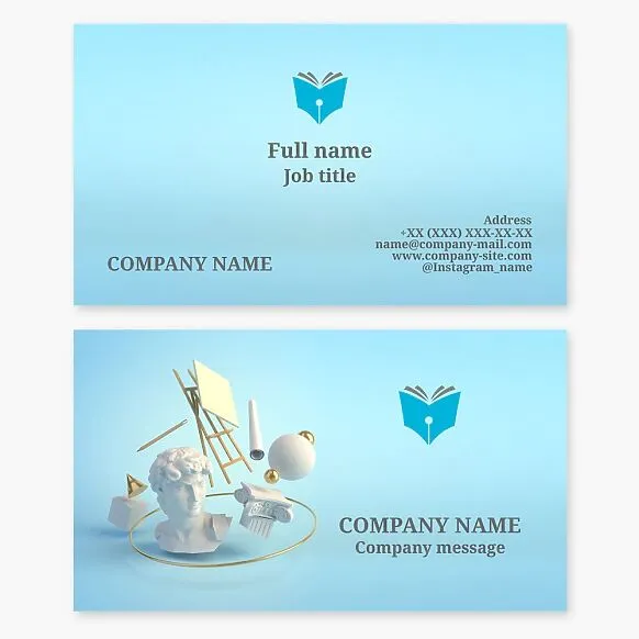 Business card template. Art history. Education, training, and knowledge of sculpture, architecture, and fine arts.