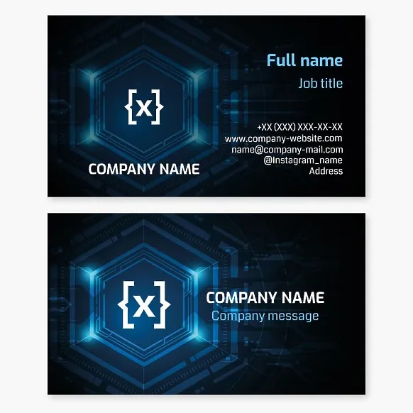 Business card template Programming, code, Letter X