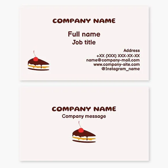Business card template. Bakery. Production of cakes.