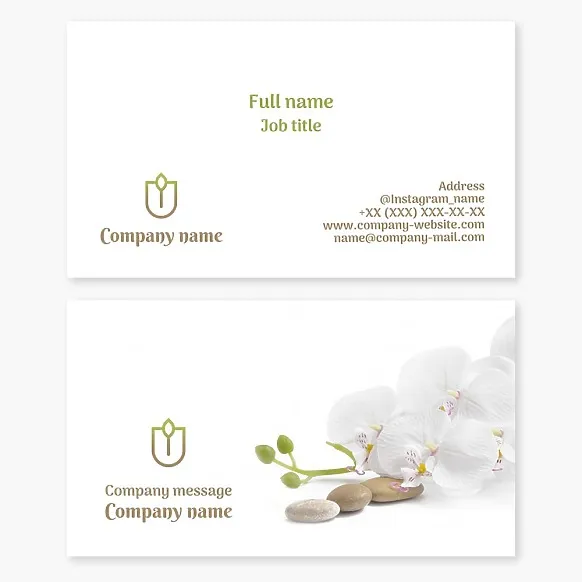 Business card template. Spa massage. Letter U.