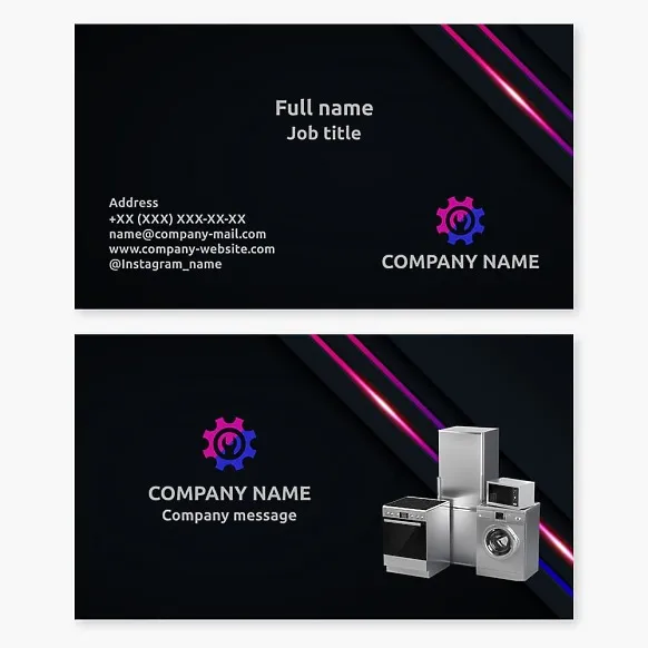 Business card template. Household appliance repair company.