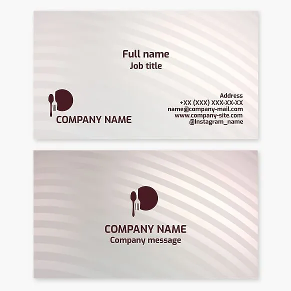 Business card template "Cutlery." Catering. Restaurant. Cafe. Letter O.