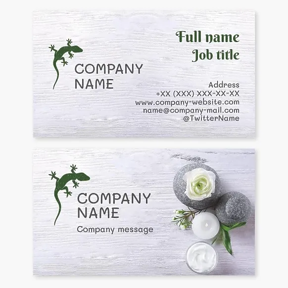 Business card template SPA, beauty salon, lizard