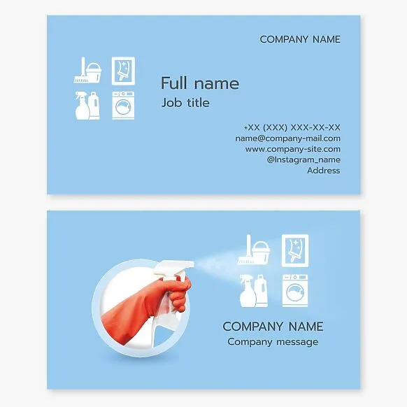 Blue Business Card Template, Cleaning