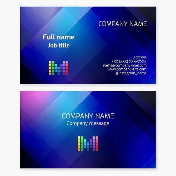 Business card template. Recording studio. Equalizer diagram. Letter M.