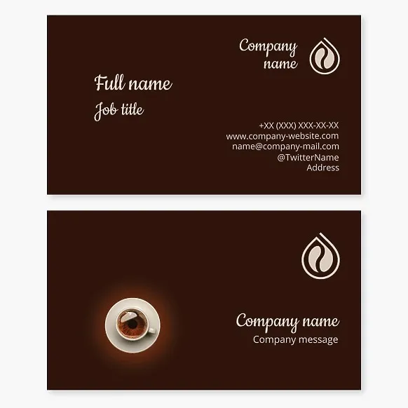 Business card template Coffee, cafe, coffee beans