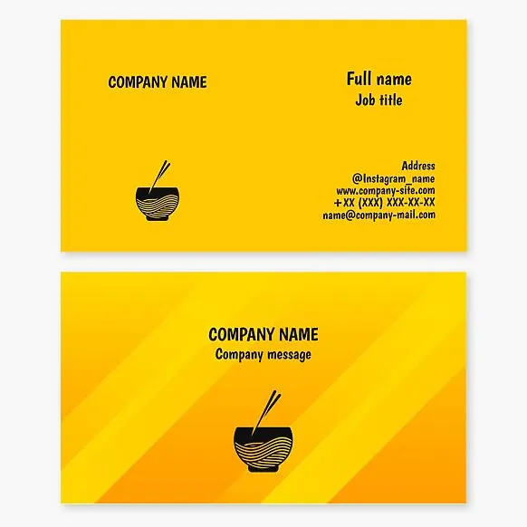 Business card template for "Cafe. Japanese and Chinese noodles." Ramenya. WOK.