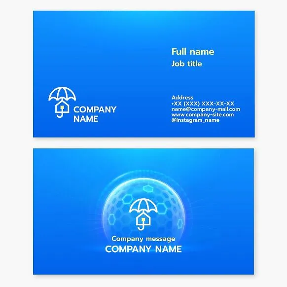 Home security system business card template. Home insurance. Home and office alarms.