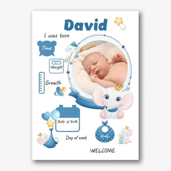 Template of a child's metric on canvas for a son