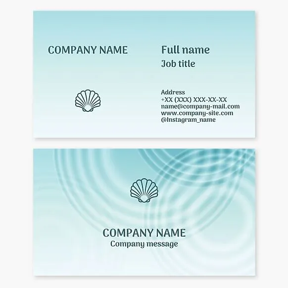 Business card template. Shell with pearl. SPA.