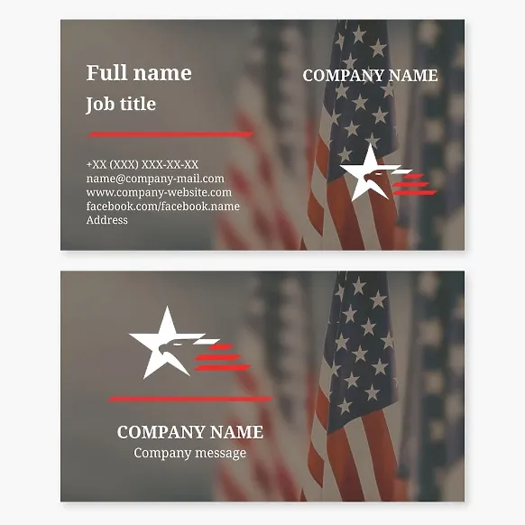 Business card template Eagle, US flag, patriotism