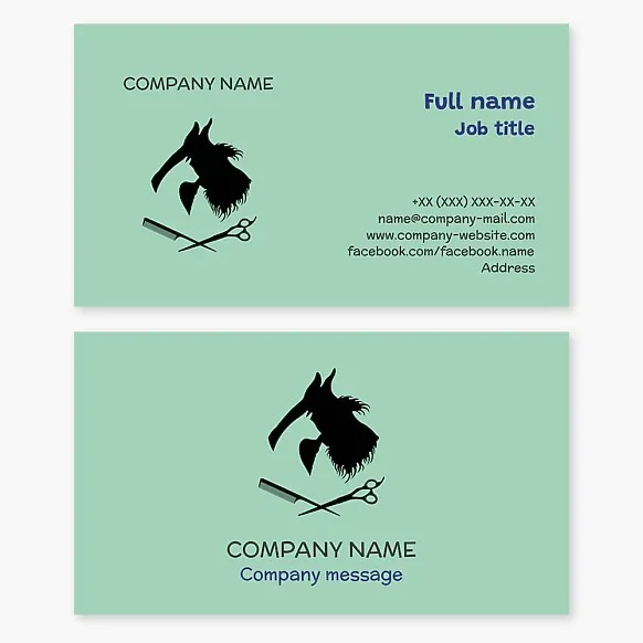 Business card template Grooming, Pet grooming of dogs and cats