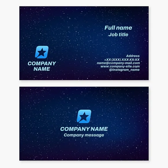 Business card template. Abstract. Star. Symbol of achievement, excellence, leadership, navigation, hope, inspiration, magic, fantasy. Brand. Talent attraction, concert activities.