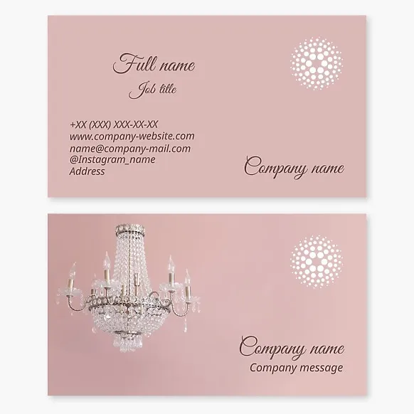Business card template Light, chandeliers and lamps