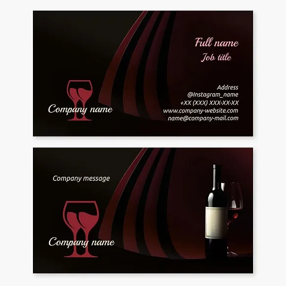 Business card template Wine, bar, tasting