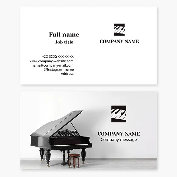 Business card template Grand piano, classical music, music training