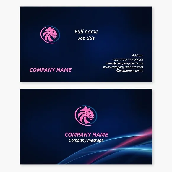 Business card template with Big Cat logo. Abstraction.