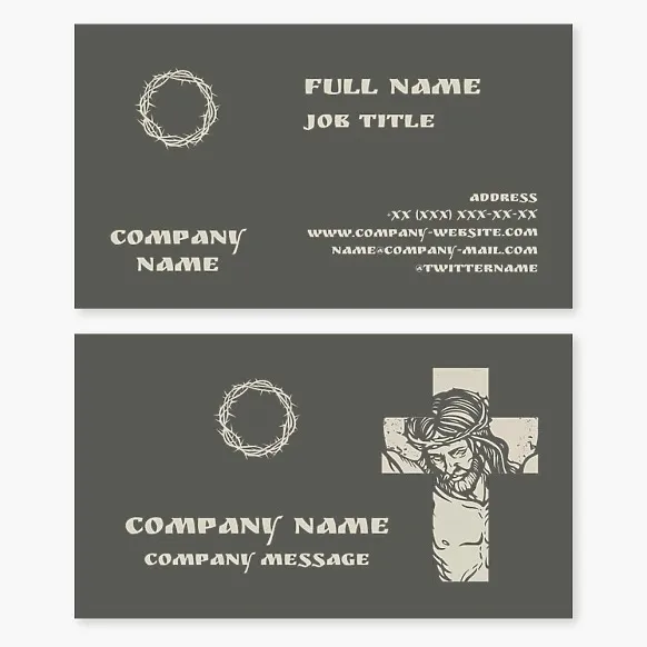 Business card template Jesus Christ, church, Orthodox cross, teren wreath, Letter O