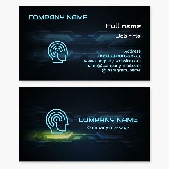 Technologies, intelligence. Business card template