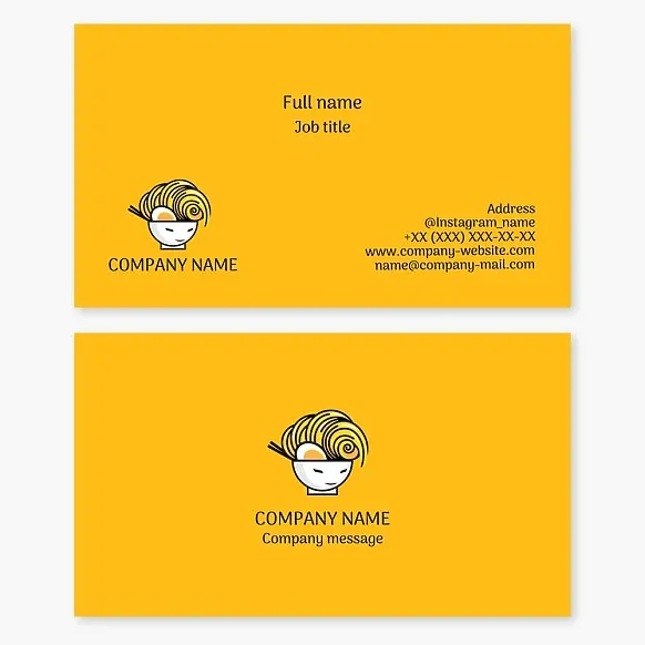 Noodles, egg, bowl | Chinese, Japanese restaurant business card template.