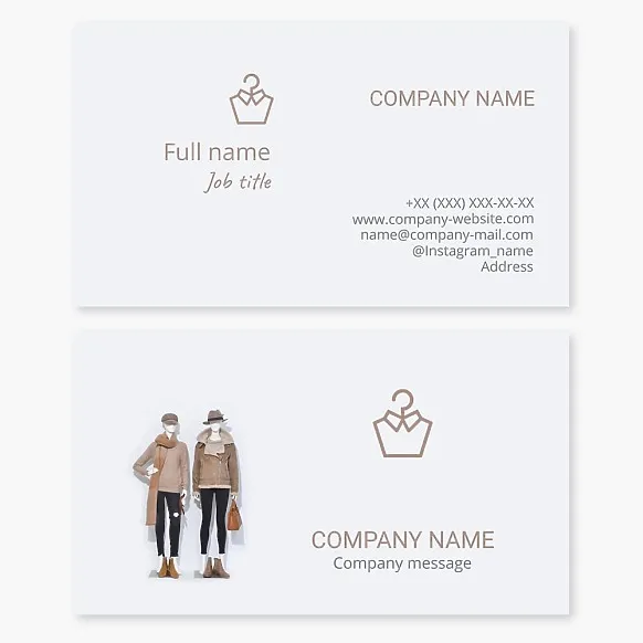 Business card template Clothing, footwear and accessories store, boutique