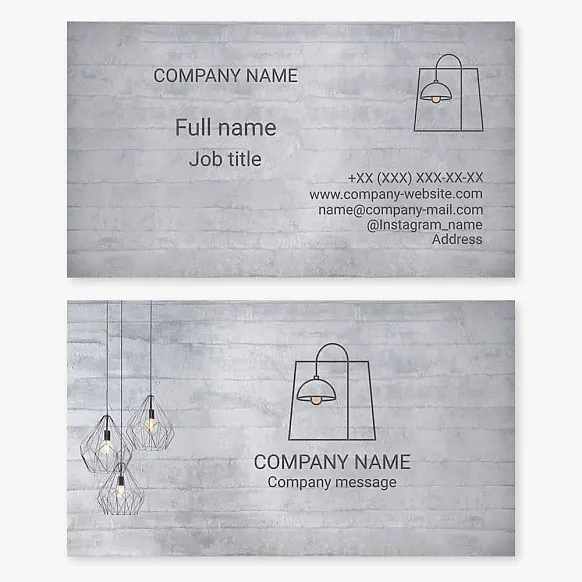 Business card template Light, lamps, lighting fixtures