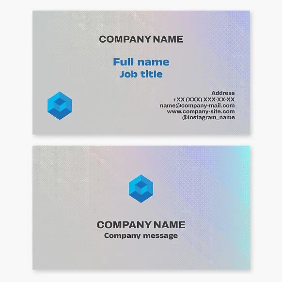 Business card template with a cube logo. Abstract. Construction.