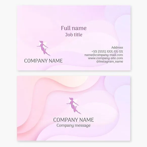 Business card template with a fairy logo. Children's products. Children's development center.