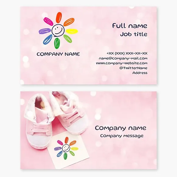 Sunny business card template in children's style