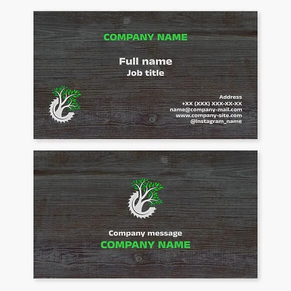 Business card template. Cutting down emergency trees. Logging.