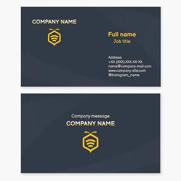 Hexagonal business card template with a bee. Honeycomb. Honey. Apiary. Honey supplies. Abstract. Wi-Fi signal. Internet provider.
