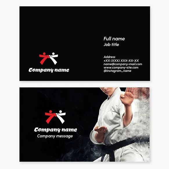 Martial arts business card template. Karate.