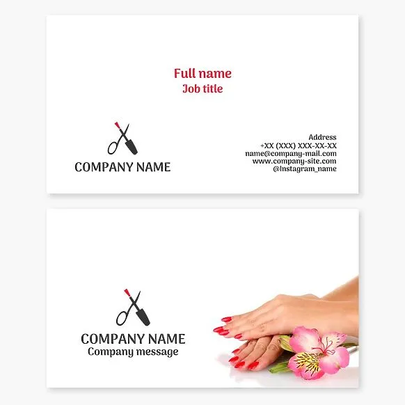 Business card template. Nail service. Nail salon.
