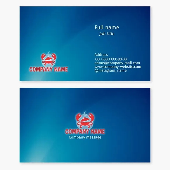 Business card template. Seafood restaurant.