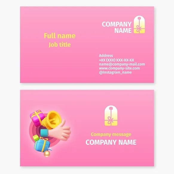 Business card template. Gift shop. Holiday product packaging. Promotional items.