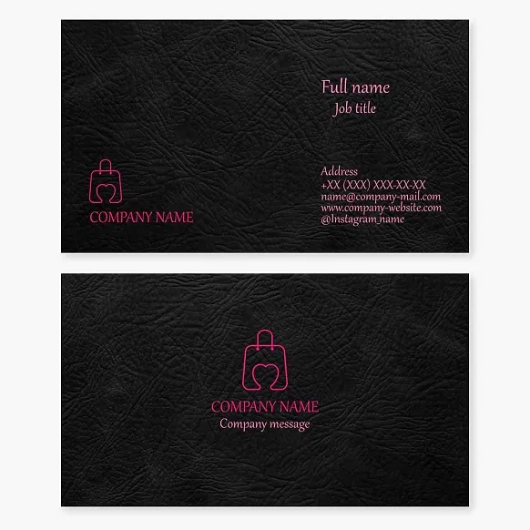 Business card template. Products made from genuine leather.