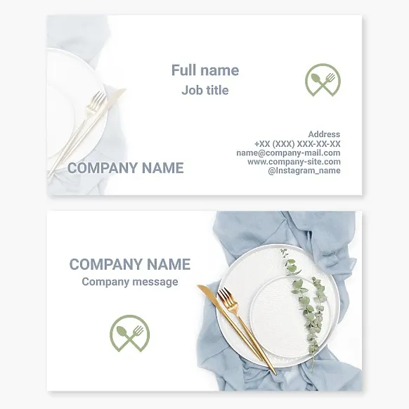 Business card template. Catering. Letter O.