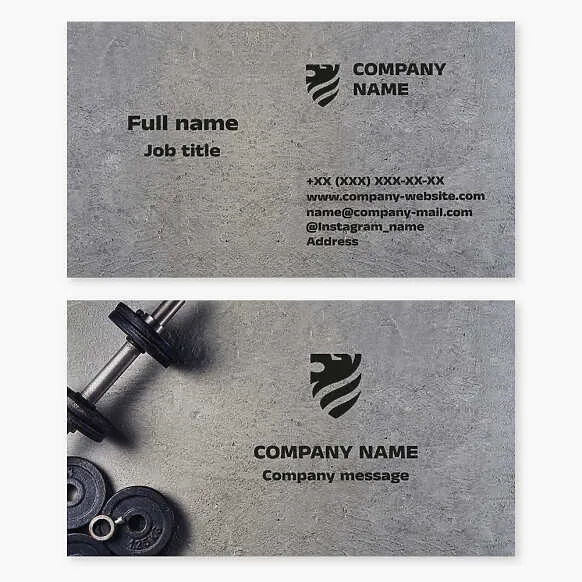 Business card template Gym, lion, fitness, weightlifting