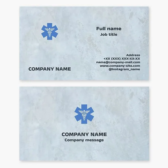 Medical clinic business card template. First aid.