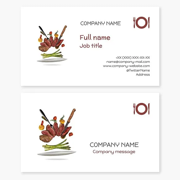 Business card template Restaurant, canteen? Letter O