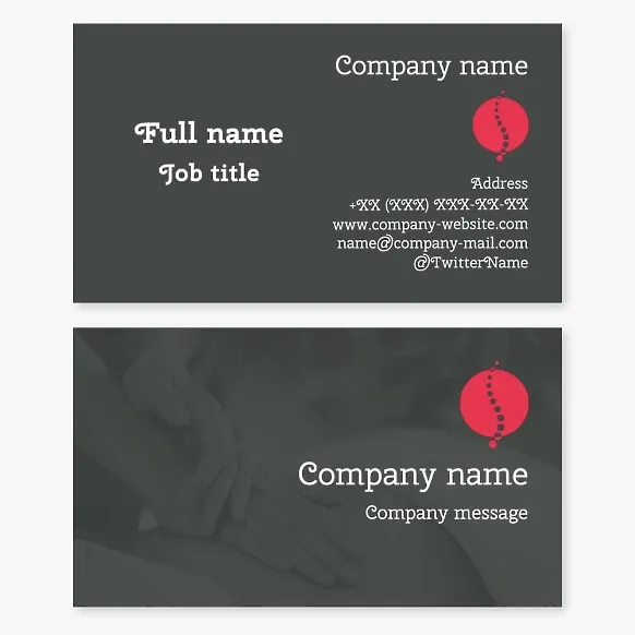 Business card template Spine, massage