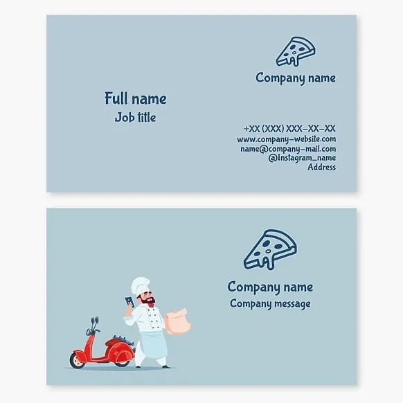 Pizza, cooking and delivery, pizzeria Business card template