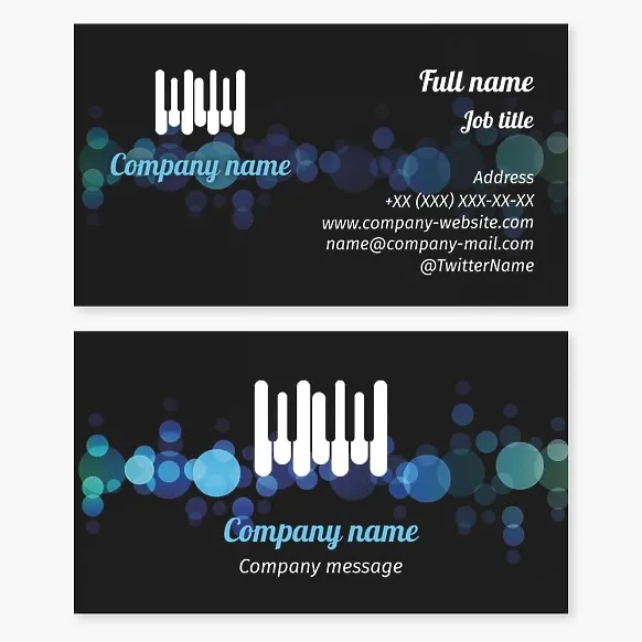 Business card template Music, keys, piano